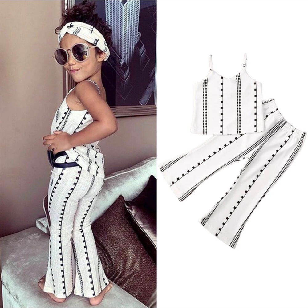 BOUTIQUE NWT White Black Retro Barbie 2PC Pant Set